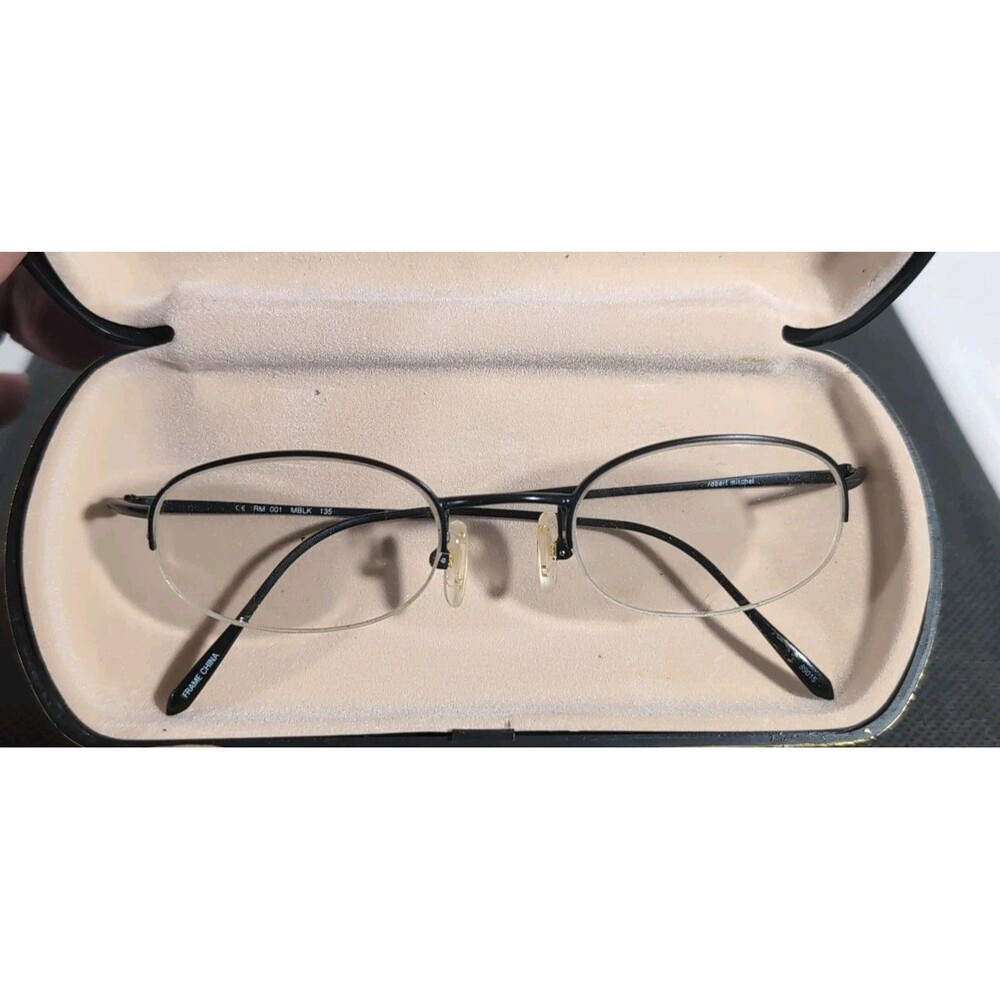 Robert Mitchel RM001 Black Half Metal Rim Eyeglass Frames Only 46-21-135 Flex - Picture 2 of 7